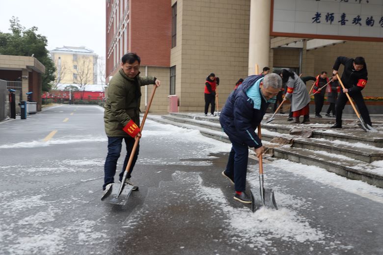 九江金安高级中学党总支组织开展“铲雪除冰保安全”主题党日活动
